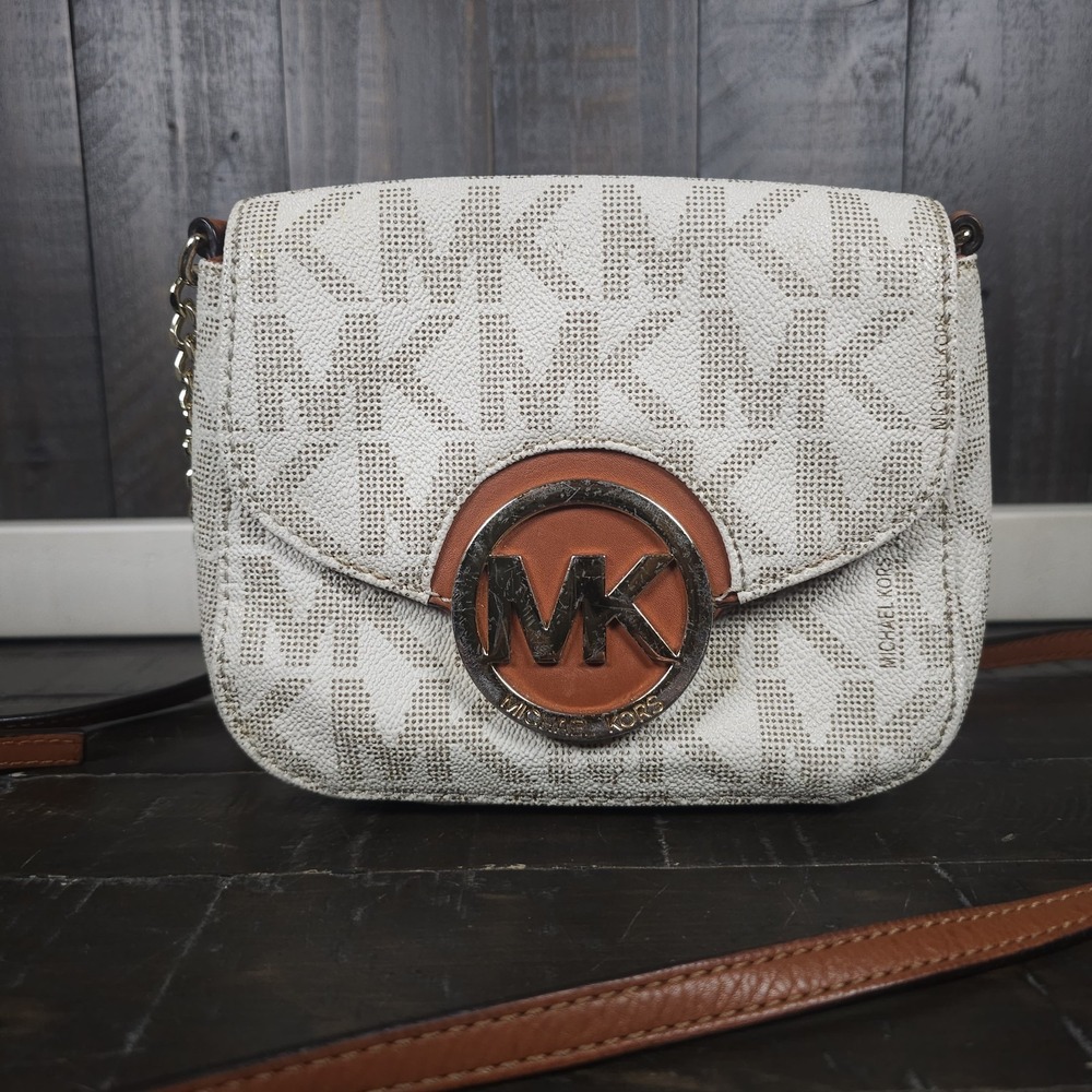 Michael Kors Signature Crossbody‎  Pebbled Handbag Leather Gold Chain Handle